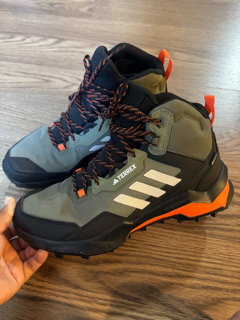adidas Terrex Trail Boots in Olive Green, Black & Orange